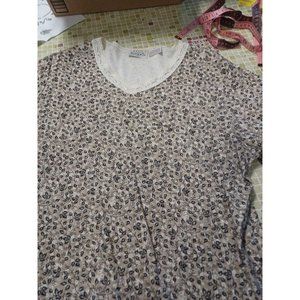 Vintage 1X Basic Editions Plus Size Women's Top Fall Leaves Short Sleeve